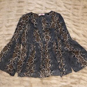 Buddy Love Gray and Brown Snake Print Blouse